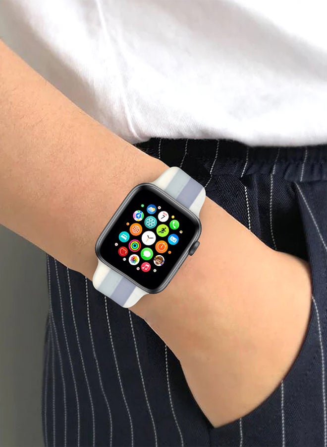 MARGOUN - Apple Watch Band 41Mm 40Mm 38Mm Stripe Silicone Replacement Band For iWatch Series 7/SE/6/5/4/3/2/1 Multicolour6 - Image 1
