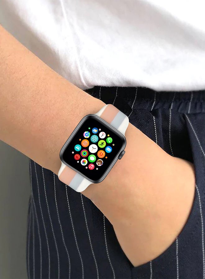 MARGOUN - Apple Watch Band 41Mm 40Mm 38Mm Stripe Silicone Replacement Band For iWatch Series 7/SE/6/5/4/3/2/1 Multicolour5 - Image 1