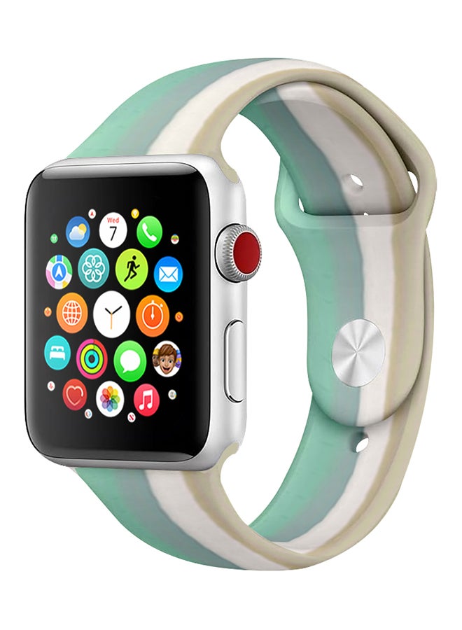 MARGOUN Apple Watch Band 41Mm 40Mm 38Mm Stripe Silicone Replacement Band For iWatch Series 7/SE/6/5/4/3/2/1 Multicolour7 - Image 1