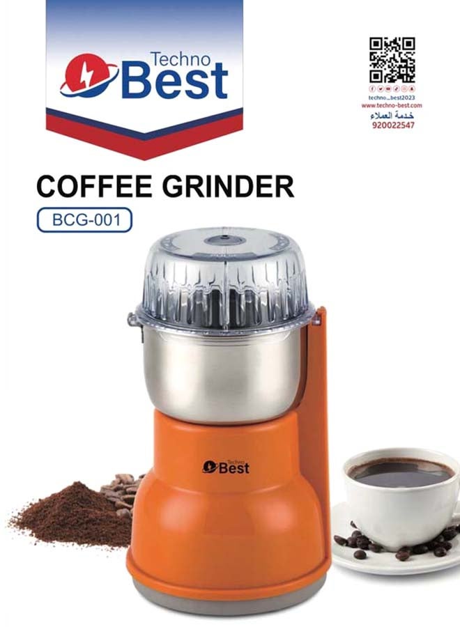 Plastic Coffee Grinder 0.1 kg 250 W BCG-001 Orange