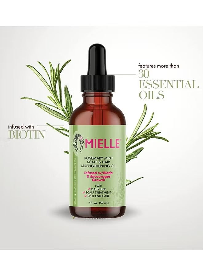 MIELLE Rosemary Mint Scalp & Hair Strengthening Oil Infused W/Biotin & Encourages Growth 59ml - Image 3