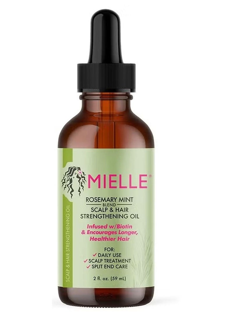MIELLE Rosemary Mint Scalp & Hair Strengthening Oil Infused W/Biotin & Encourages Growth 59ml - Image 1