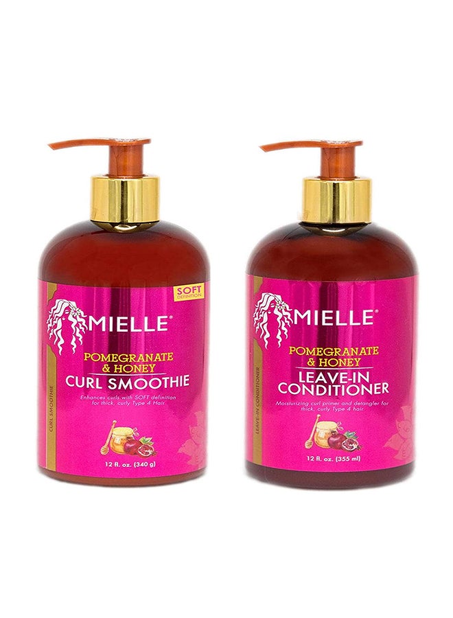 MIELLE Bundle Of Pomegranate And Honey Leave In Conditioner And Curl Smoothie Set 355ml 