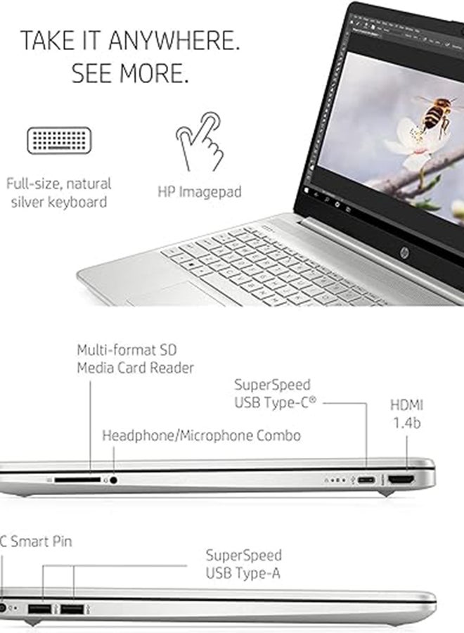 HP (Upgraded Version) 15 15.6-Inch Display, Core i5-1135G7 Processor/32GB RAM/1TB SSD/‎Intel Iris Xe Graphics/Windows 11 Home with JAWFOAL English/Arabic Silver English/Arabic Silver - Image 2