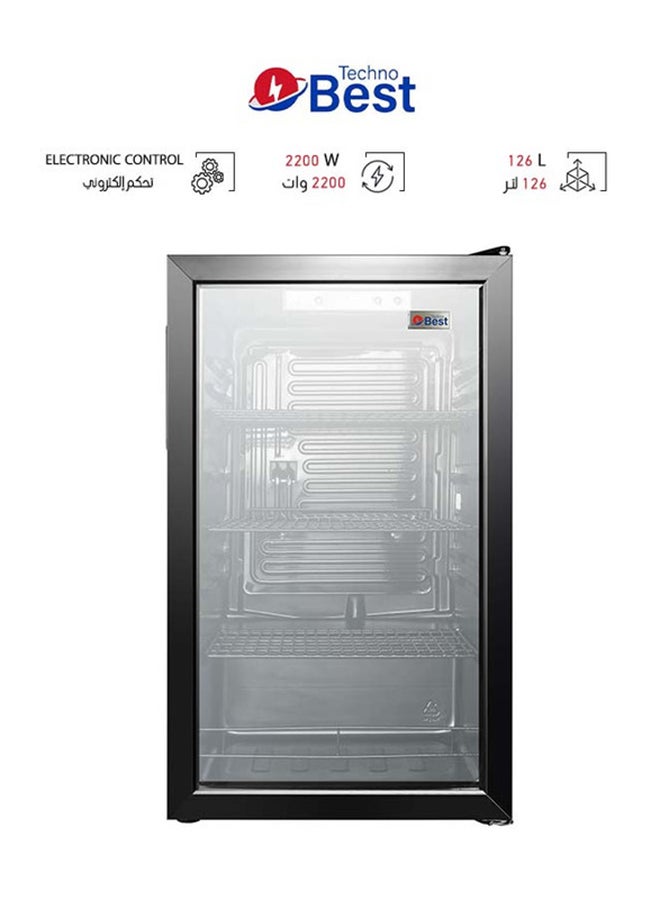Techno Best - Single Glass Door Display Refrigerator 126 L BRD-126L Black - Image 1