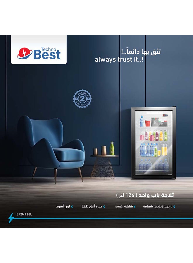 Techno Best - Single Glass Door Display Refrigerator 126 L BRD-126L Black - Image 1