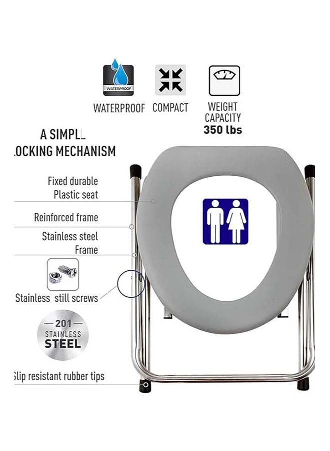 Multifunctional Folding Toilet Chair For Elderly Movable Chair Squat Commode Grey