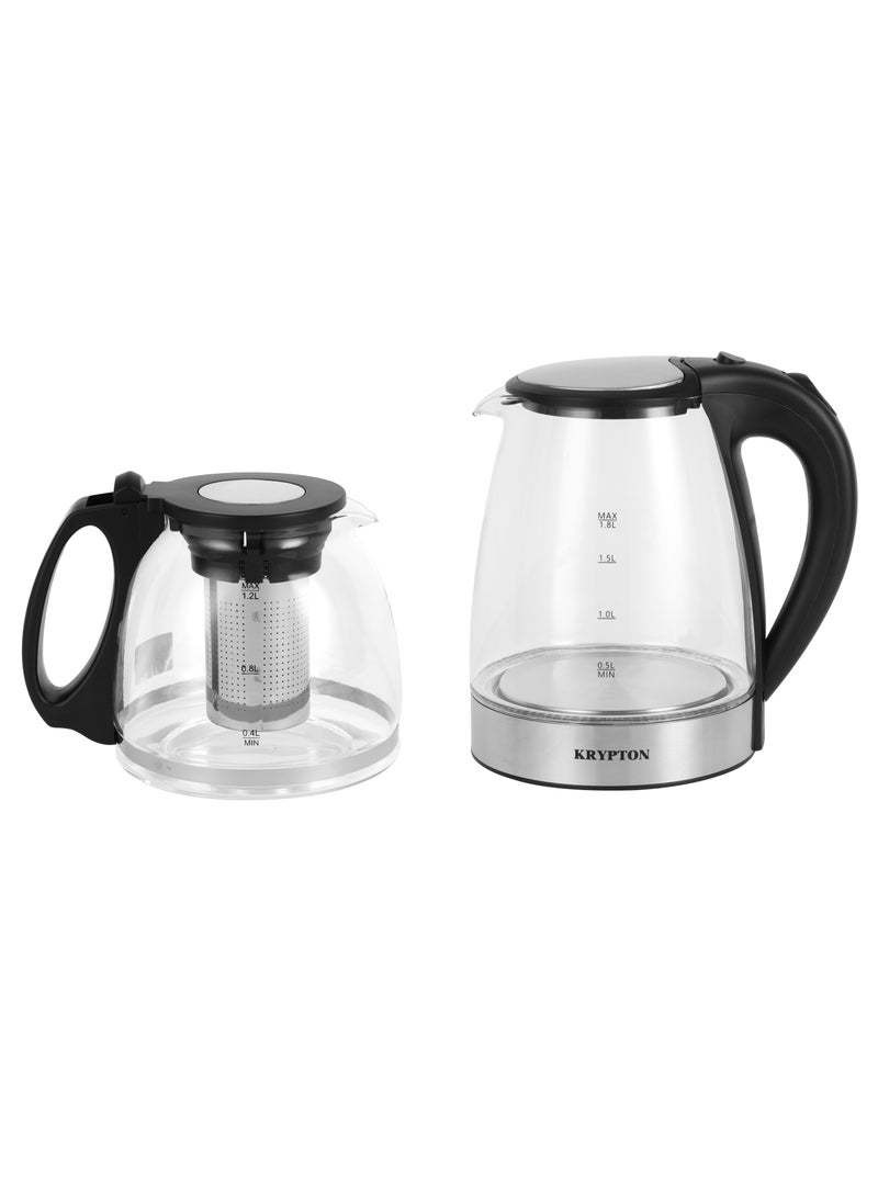 KRYPTON 2 In 1 Digital Tea Maker - Stainless Steel Filter | Temperature Adjusting, Boil-Dry Protection | 2 Years Warranty 1.2 L 2200.0 W KNTM6445 Black and Silver  - Image 2