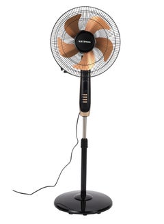 16" Stand Fan Pedestal Fans with Remote Control, 5 Leaf Metal Blades for Strong Wind and 3-Speed Levels, 7.5 hours Timer, Adjustable Height/ High Performance Motor, Ideal for Home, O KNF6559 BLACK
