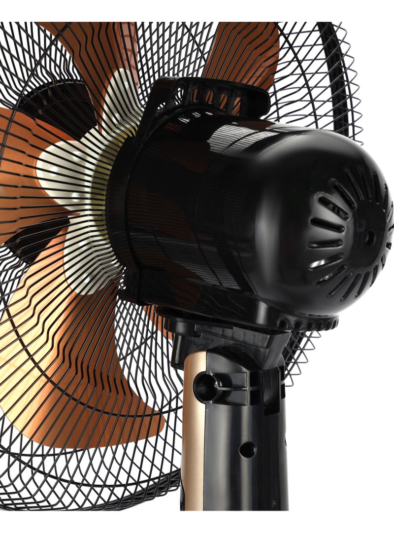 KRYPTON - 16" Stand Fan Pedestal Fans with Remote Control, 5 Leaf Metal Blades for Strong Wind and 3-Speed Levels, 7.5 hours Timer, Adjustable Height/ High Performance Motor, Ideal for Home, O KNF6559 BLACK - Image 1
