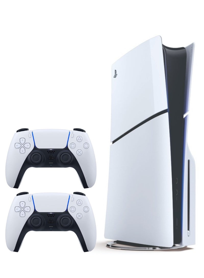 Sony PlayStation 5 Disc Console (Slim) With Extra Wireless Controller - White  - Image 1