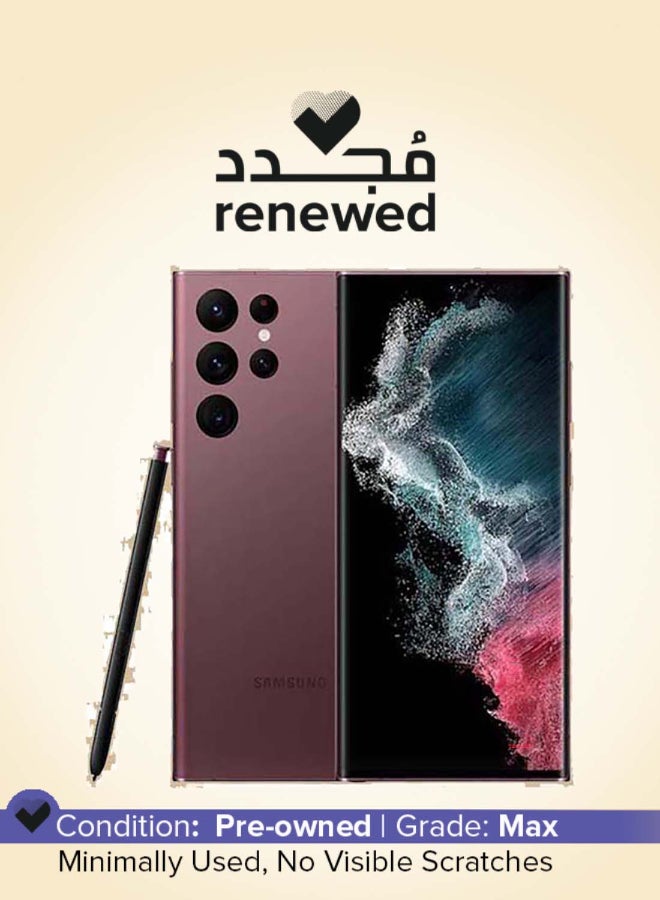 Samsung Renewed - Galaxy S22 Ultra Dual SIM Burgundy 12GB RAM 256GB 5G - International Version - Image 1