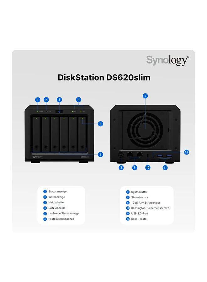 Synology - DiskStation DS620slim SAN/NAS Storage System Black - Image 1