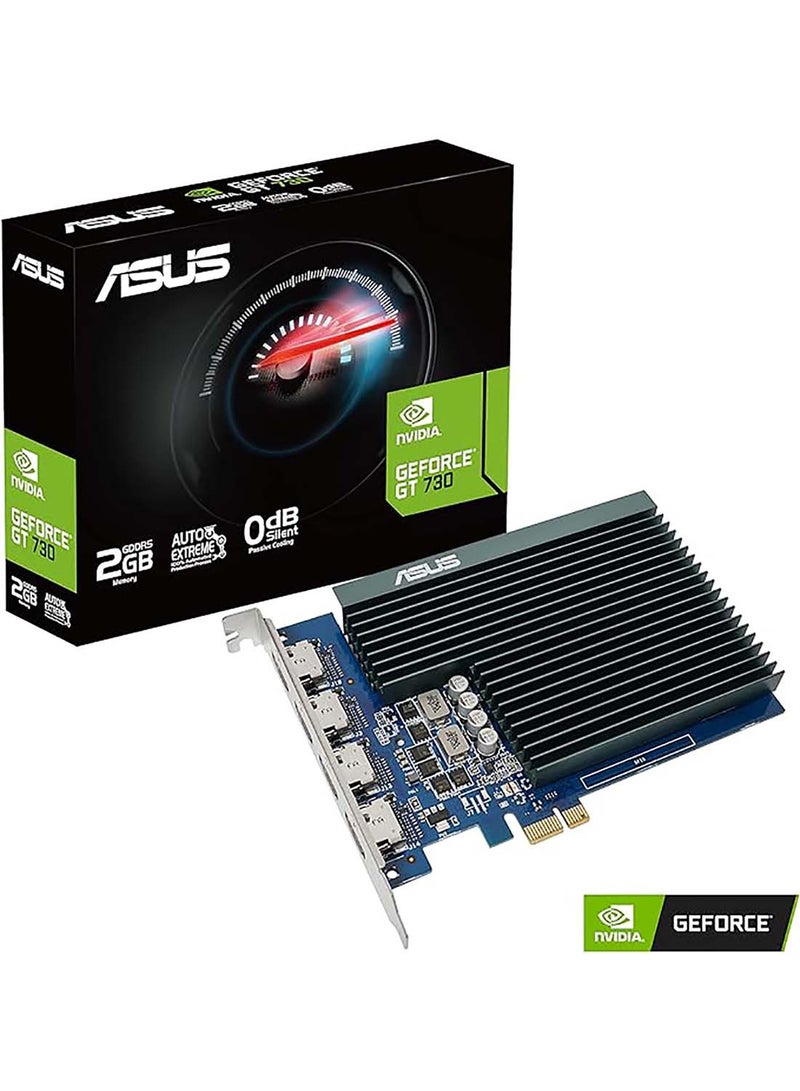أسوس - GeForce GT 730 Low Profile Graphics Card, For Silent HTPC Build, 2GB GDDR5 64-bit Memory, 902MHz Engine Clock, 5010MHz Memory Speed, PCI Express 2.0, DVI-D / D-Sub / HDMI 1.4a | 90YV06N2-M0NA00 Black - Image 1