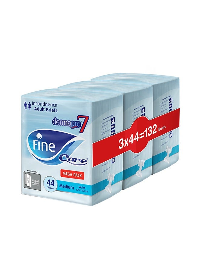 Fine Care - Incontinence Unisex Adult Diapers, Size Medium (Waist 75-110cm), 44 Count, Pack Of 3 - Image 1
