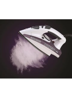 BLACK+DECKER Steam Iron - Ceramic Coated Soleplate With Anti Calc Drip Self Clean And Auto Shutoff - Removes Stubborn Creases Quickly Easily 250 ml 1750 W X1750 White/Purple  - Image 3