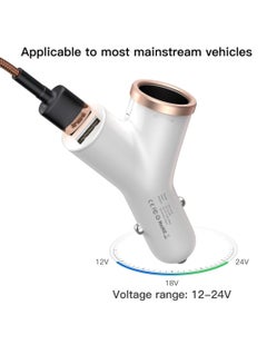 Baseus Y Type Dual USB Expanded Smart Phone Car Charger USB Mobile Phone Adapter With Lighter White  - Image 4