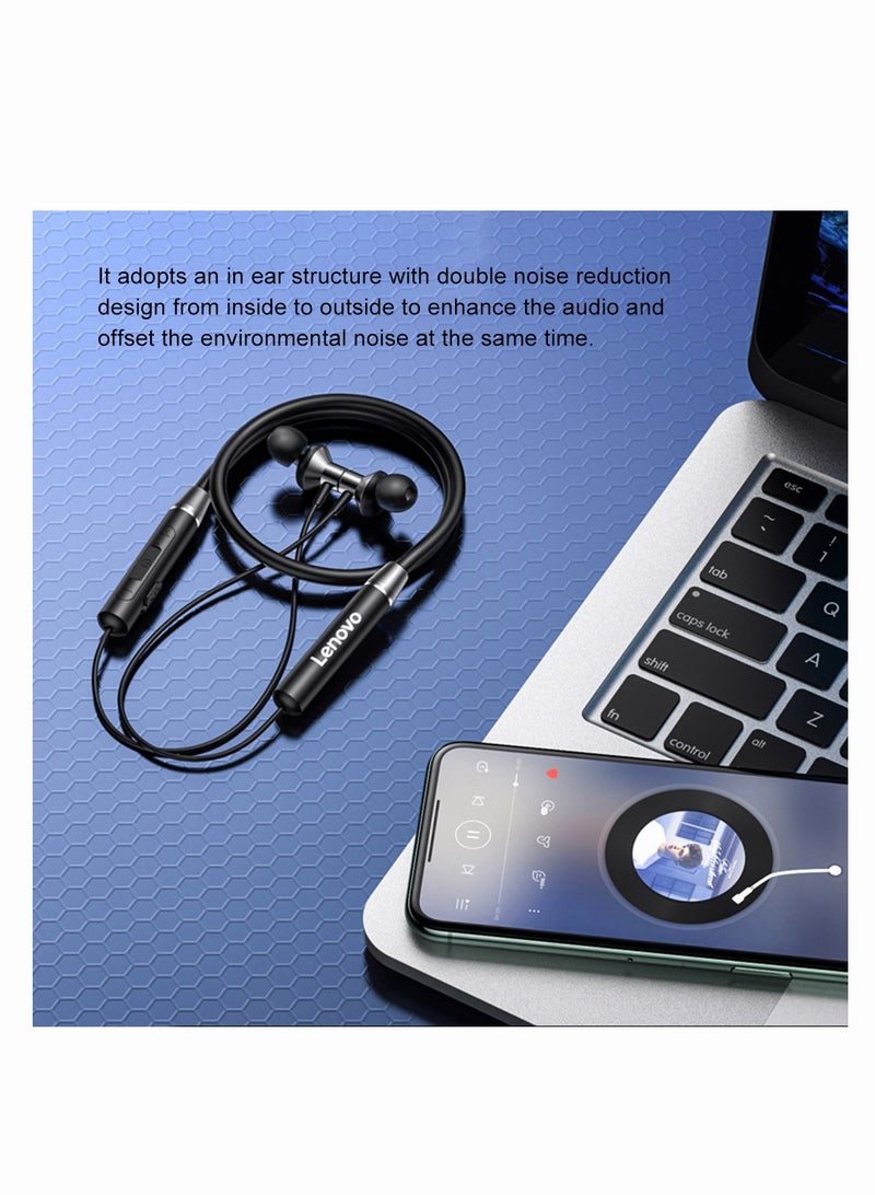 Lenovo HE05 Earphone Bluetooth 5.0 Wireless Headset Magnetic Neckband Earphones IPX5 Waterproof Sport Earbud With Noise Cancelling Mic Black  - Image 2