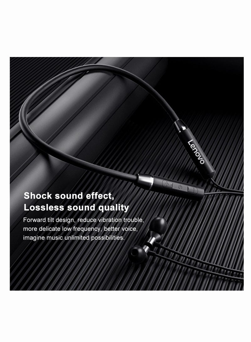HE05 Earphone Bluetooth 5.0 Wireless Headset Magnetic Neckband Earphones IPX5 Waterproof Sport Earbud With Noise Cancelling Mic Black