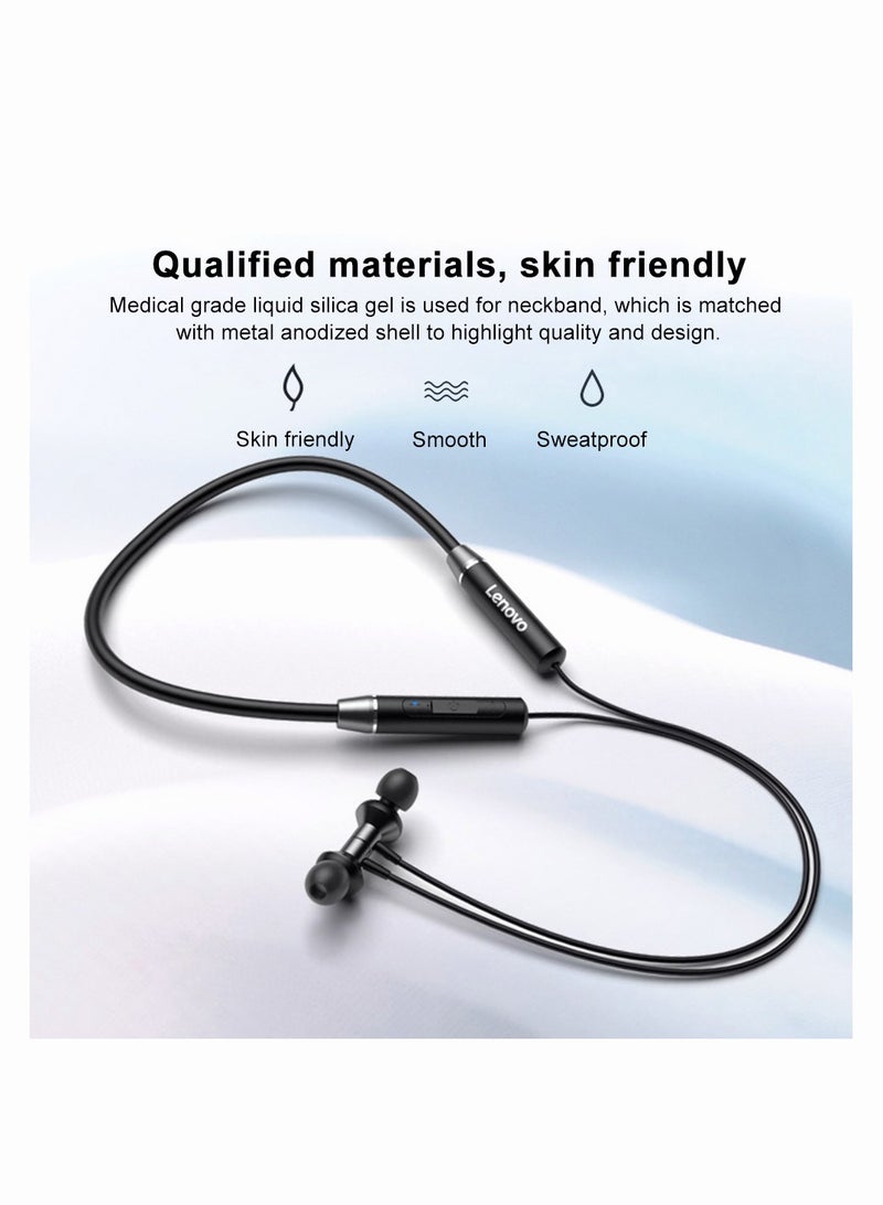 Lenovo HE05 Earphone Bluetooth 5.0 Wireless Headset Magnetic Neckband Earphones IPX5 Waterproof Sport Earbud With Noise Cancelling Mic Black  - Image 3