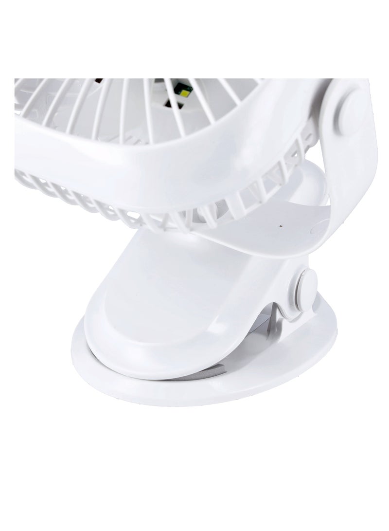 Olsenmark - Rechargeable Multifunction Mini Fan- 1W | Adjustable Angle, Use Clip & Table, Rechargeable Lithium Battery, LED Night Light, Brush Less Motor OMF1835 WHITE - Image 1