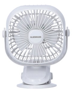 Olsenmark Rechargeable Multifunction Mini Fan- 1W | Adjustable Angle, Use Clip & Table, Rechargeable Lithium Battery, LED Night Light, Brush Less Motor OMF1835 WHITE  - Image 1