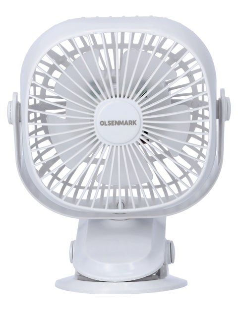 Rechargeable Multifunction Mini Fan- 1W | Adjustable Angle, Use Clip & Table, Rechargeable Lithium Battery, LED Night Light, Brush Less Motor OMF1835 WHITE