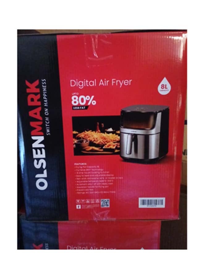 Olsenmark - 8L Digital Air Fryer - 80% Less Fat - Fry Force 360° Technology - 8 One-Touch Presets - Non-Stick and Dishwasher Safe - LED Display - Adjustable Temperature and Timer Control - Auto Shut-Off - 1700W Power 8 L 1700 W OMAF7032J Black/Silver - Image 1