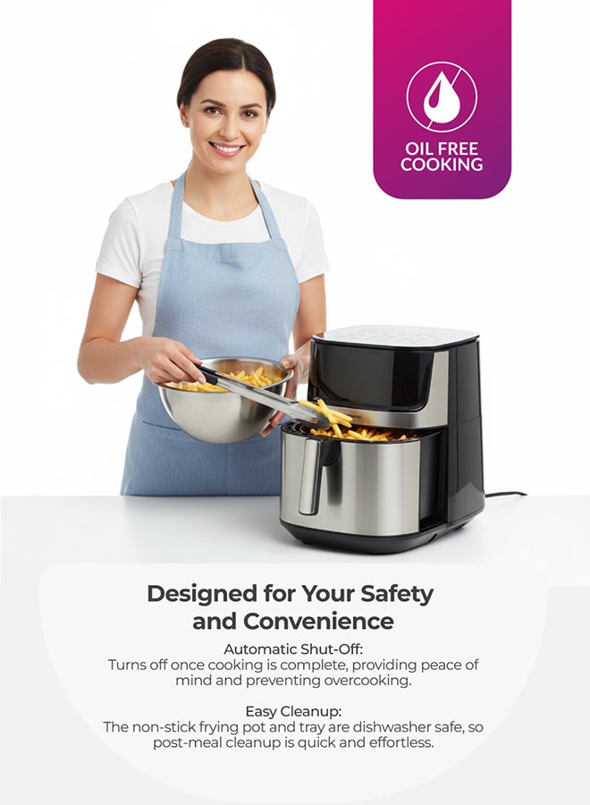 أولسنمارك مقلاة هوائية رقمية من أولسنمارك مع وعاء وصينية قلي غير لاصقة، طهي خالي من الزيت/ شاشة LED مع شاشة تعمل باللمس، 7 أوضاع طهي مسبقة الإعداد، مؤقت من 1 إلى 60 دقيقة - Image 4