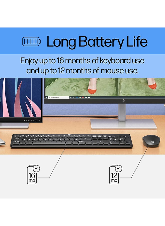 HP - 230 Wireless Keyboard and Mouse Combo Set, 1600 Dpi, English, 18H24AA#ABV Black - Image 1