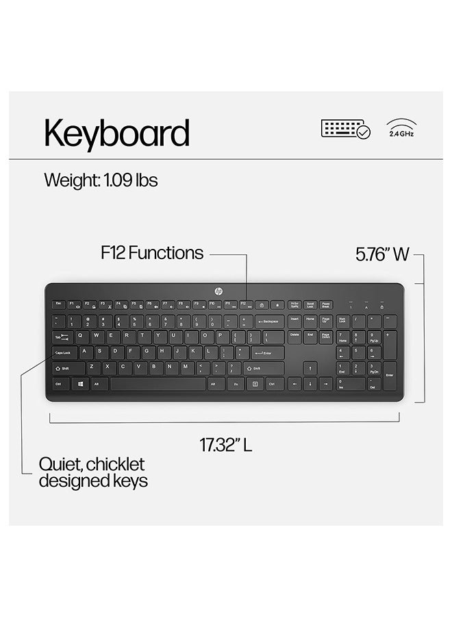 HP - 230 Wireless Keyboard and Mouse Combo Set, 1600 Dpi, English, 18H24AA#ABV Black - Image 1