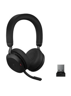 Evolve2 75 Wireless Headset Stereo MS, USB A Bluetooth Dongle, Compatible With Zoom, Webex, Skype, Smartphones, Tablets, PC or MAC, Bundled With Global Teck Gold Support Plan Black