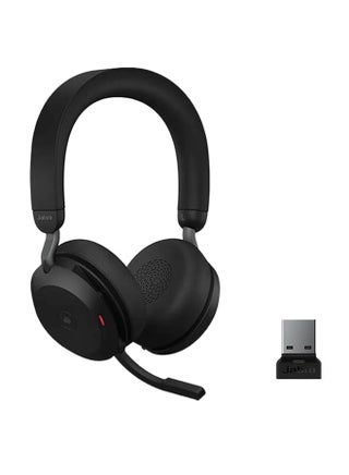 سماعة الرأس اللاسلكية Evolve2 75 Stereo MS، USB A Bluetooth Dongle، متوافقة مع Zoom، Webex، Skype، الهواتف الذكية، الأجهزة اللوحية، الكمبيوتر الشخصي أو MAC، مجمعة مع خطة دعم Global Teck Gold باللون الأسود - pnsku/N70024839V/45/_/1716879455/419fc381-a88b-4552-ad7e-e0500c73c806