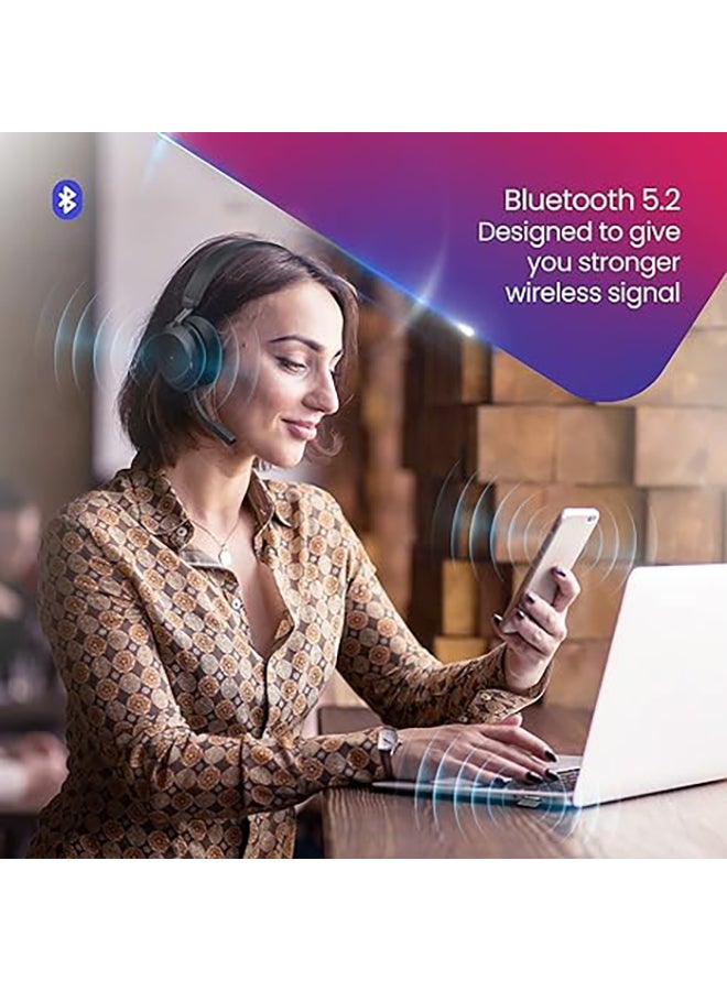 Jabra - Evolve2 75 Wireless Headset Stereo MS, USB A Bluetooth Dongle, Compatible With Zoom, Webex, Skype, Smartphones, Tablets, PC or MAC, Bundled With Global Teck Gold Support Plan Black - Image 1