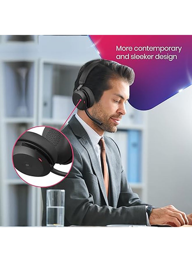 Jabra - Evolve2 75 Wireless Headset Stereo MS, USB A Bluetooth Dongle, Compatible With Zoom, Webex, Skype, Smartphones, Tablets, PC or MAC, Bundled With Global Teck Gold Support Plan Black - Image 1