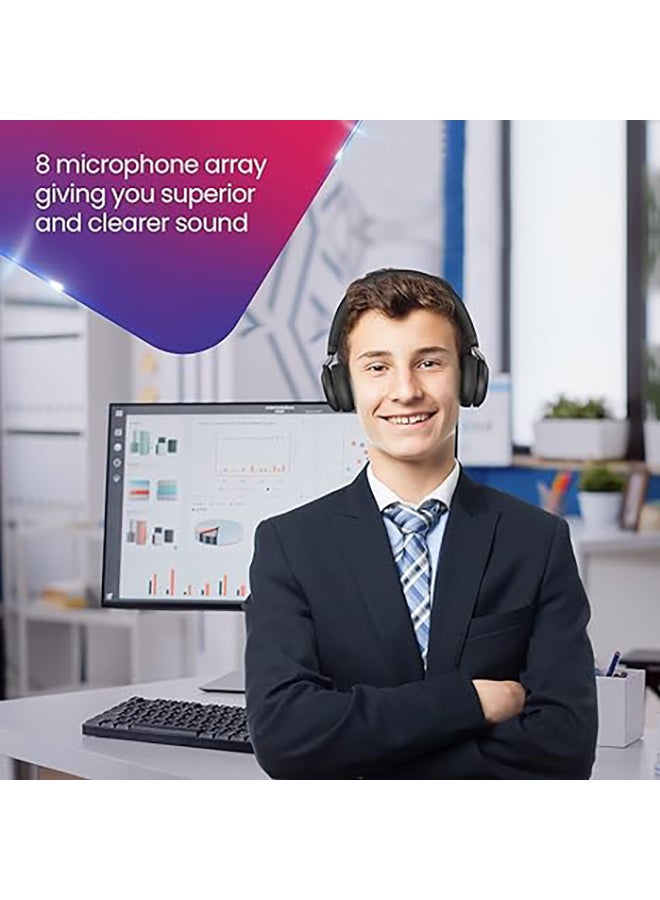 Jabra - Evolve2 75 Wireless Headset Stereo MS, USB A Bluetooth Dongle, Compatible With Zoom, Webex, Skype, Smartphones, Tablets, PC or MAC, Bundled With Global Teck Gold Support Plan Black - Image 1