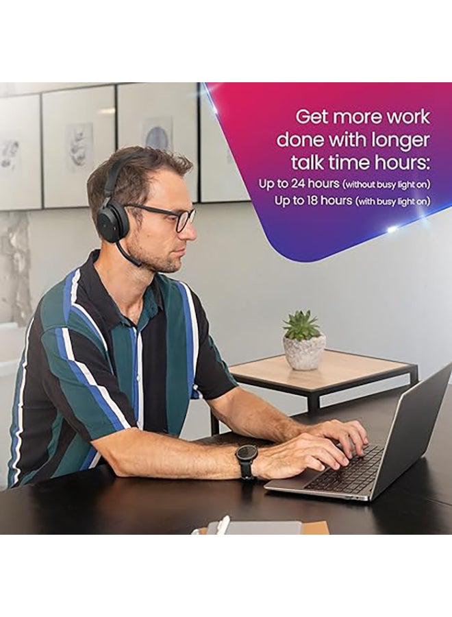 Jabra - Evolve2 75 Wireless Headset Stereo MS, USB A Bluetooth Dongle, Compatible With Zoom, Webex, Skype, Smartphones, Tablets, PC or MAC, Bundled With Global Teck Gold Support Plan Black - Image 1