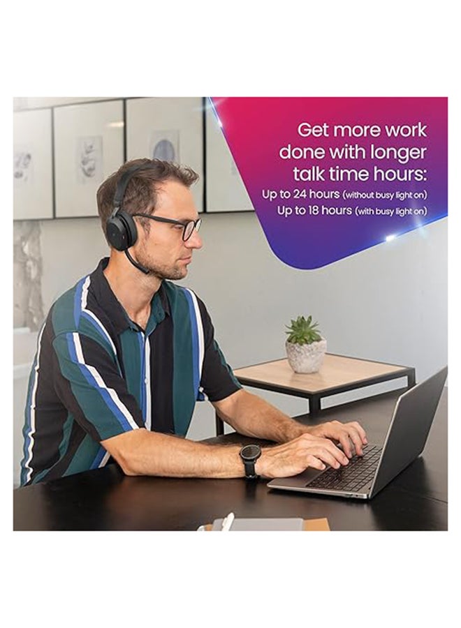 Jabra Evolve2 75 Wireless Headset Stereo MS, USB A Bluetooth Dongle, Compatible with Zoom, Webex, Skype, Smartphones, Tablets, PC or MAC, 27599-999-999, Bundled with Global Teck Gold Support Plan Black - Image 3