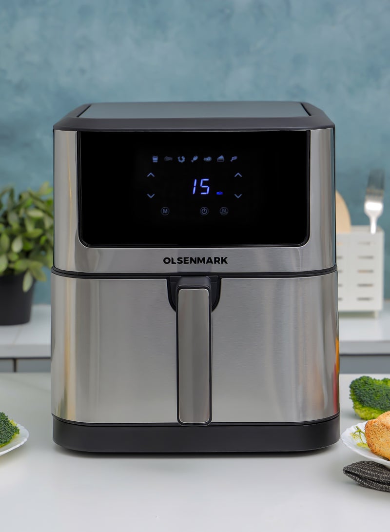 Olsenmark - Digital Air Fryer With Non-Stick Frying Pot and Tray, Oil Free Cooking/ LED Display with Touch Screen 8 L 1800 W OMAF7032 Silver - Image 1