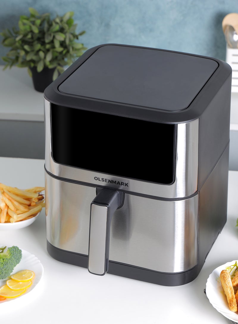 Olsenmark - Digital Air Fryer With Non-Stick Frying Pot and Tray, Oil Free Cooking/ LED Display with Touch Screen 8 L 1800 W OMAF7032 Silver - Image 1