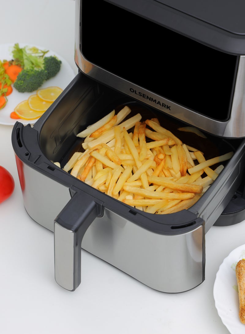 Olsenmark - Digital Air Fryer With Non-Stick Frying Pot and Tray, Oil Free Cooking/ LED Display with Touch Screen 8 L 1800 W OMAF7032 Silver - Image 1
