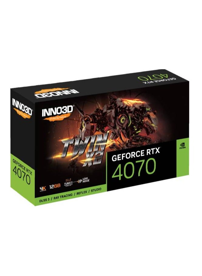 INNO3D - INNO3D GEFORCE RTX 4070 TWIN X2, Maxmium Digital Resolution 7680x4320, CUDA Cores 5888, Boost Clock (MHz) 2475, Base Clock(MHz) 1920, MSPR 600, Memory Clock 21Gbps, Memory Config 12G, GDDR6X - Image 1