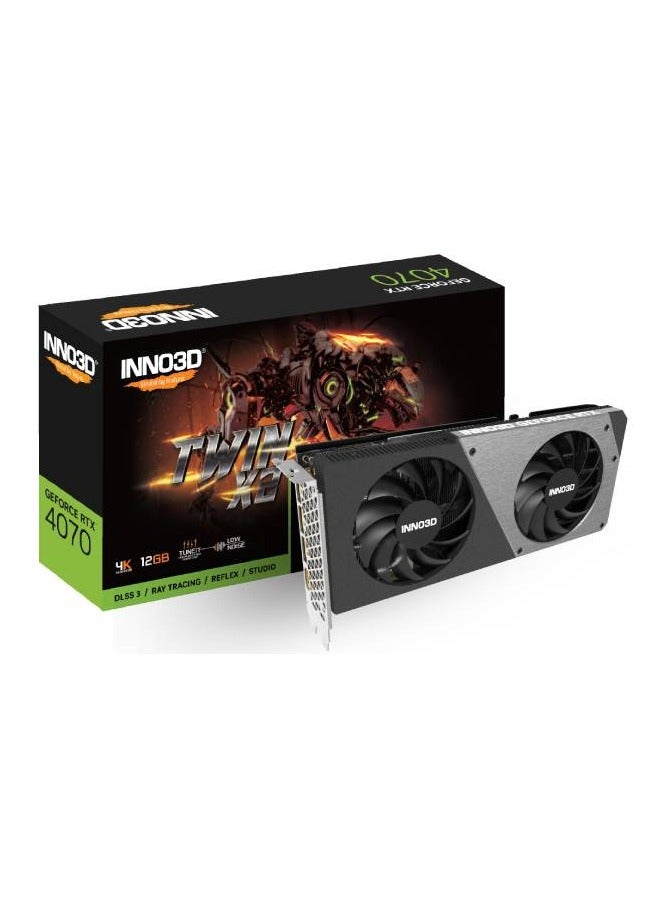 INNO3D - INNO3D GEFORCE RTX 4070 TWIN X2, Maxmium Digital Resolution 7680x4320, CUDA Cores 5888, Boost Clock (MHz) 2475, Base Clock(MHz) 1920, MSPR 600, Memory Clock 21Gbps, Memory Config 12G, GDDR6X - Image 1
