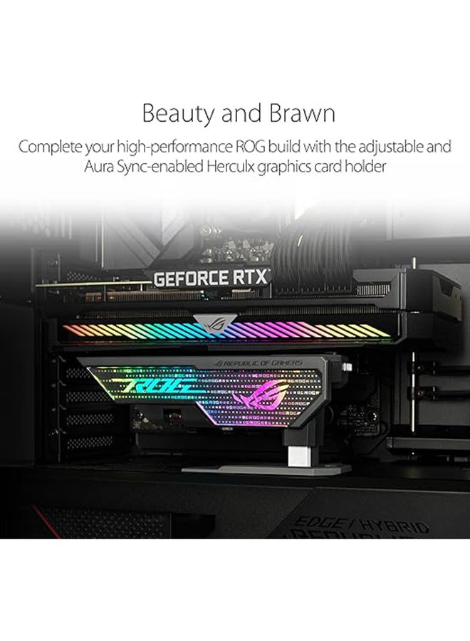 ASUS - ROG Herculx Graphics Card Anti-Sag Holder Bracket (Solid Zinc Alloy Construction, Easy Toolless Installation, Included Spirit Level, Adjustable Height, Wide Compatibility, Aura Sync RGB) - Image 1