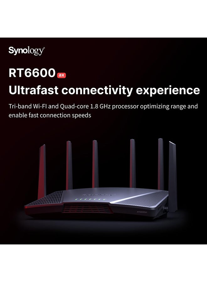 RT6600ax - Tri-Band 4x4 160MHz Wi-Fi router, 2.5Gbps Ethernet, VLAN segmentation, Multiple SSIDs, parental controls, Threat Prevention, VPN (US Version) Black