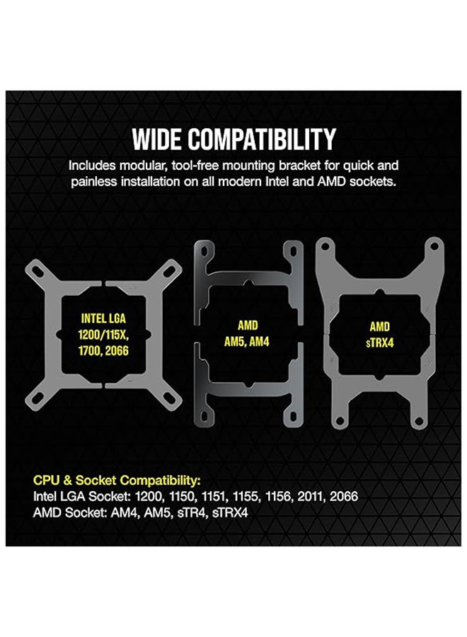 CORSAIR - iCUE H150i Elite LCD XT Liquid CPU Cooler - IPS LCD Screen - Three AF120 RGB Elite Fans - 360mm Radiator - Fits Intel LGA 1700, AMD AM5, and More - Included iCUE Commander CORE black - Image 1