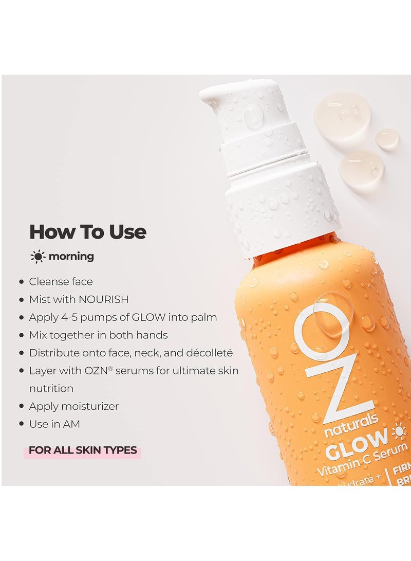 OZ Naturals Glow Serum Vitamin C Anti Aging With Hyaluronic Acid Pure Vitamin E Oil And Rosehip Oil  All Natural Antioxidant Facial Serum For A Brighter More Even Skin Tone 30ml  - Image 4