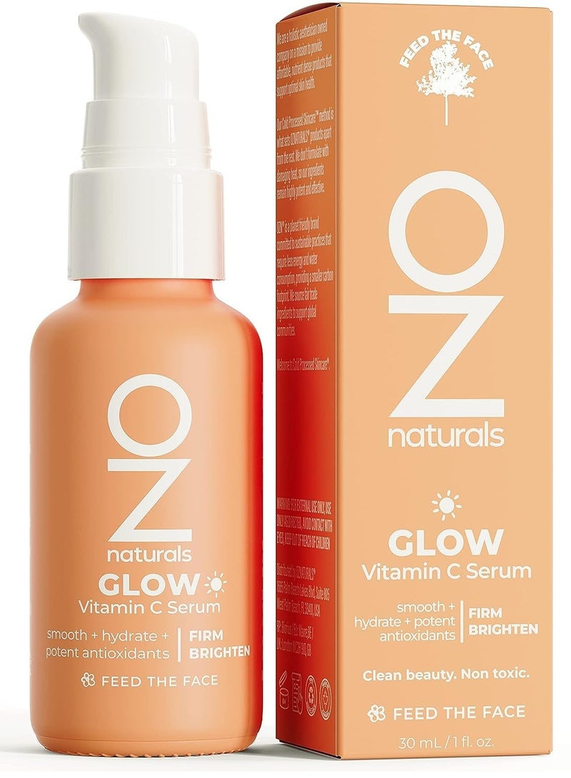 OZ Naturals Glow Serum Vitamin C Anti Aging With Hyaluronic Acid Pure Vitamin E Oil And Rosehip Oil  All Natural Antioxidant Facial Serum For A Brighter More Even Skin Tone 30ml  - Image 1
