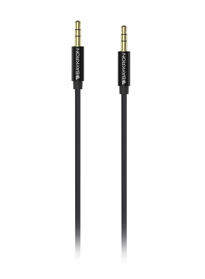 بايكرون Gold Plated Smart Aux Line Cable 3.5MM To 3.5MM Jack 1.2M Black - Image 1