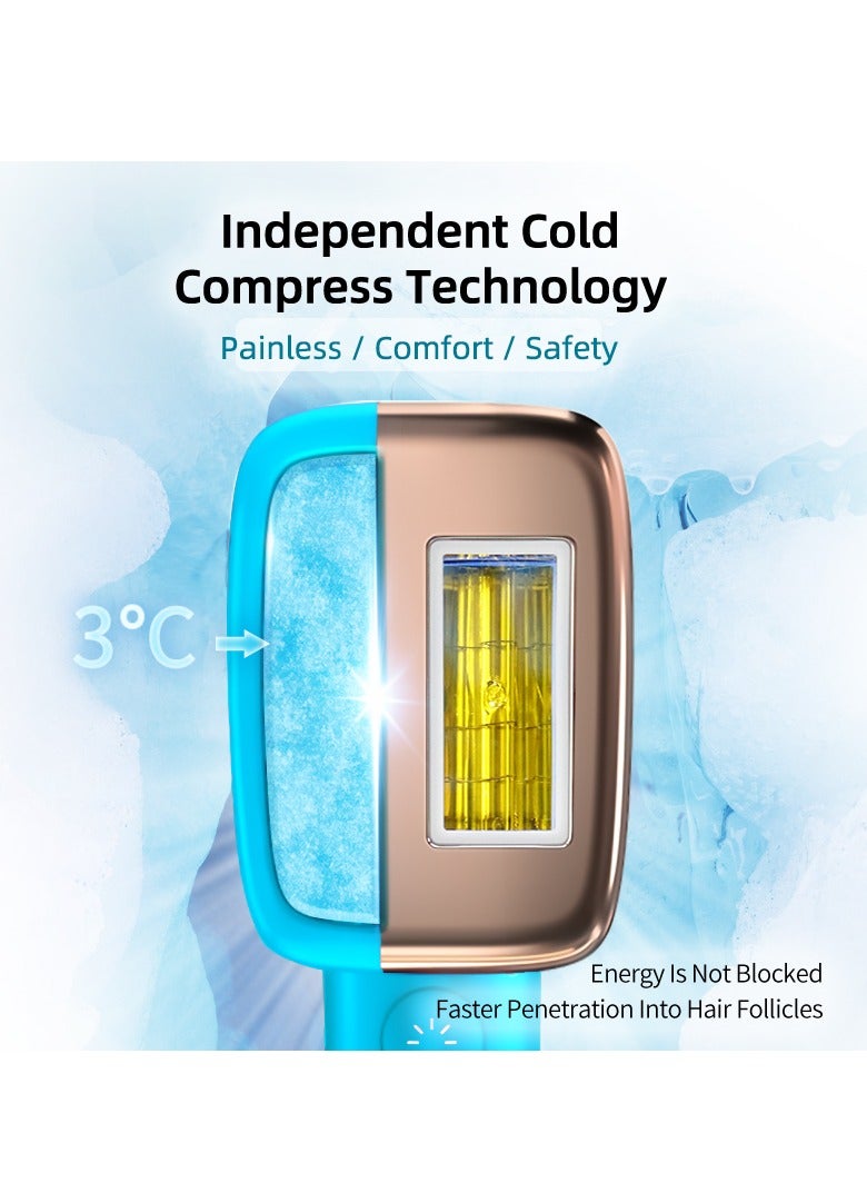 ملاي جهاز T14 لإزالة الشعر بضغط الثلج بدون ألم مع مصباح إزالة شعر منطقة البكيني باللون الأزرق السماوي - Image 2